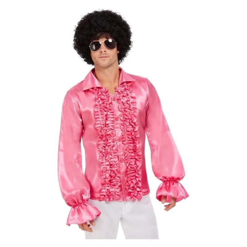 60s Ruffled Shirt Adult Hot Pink