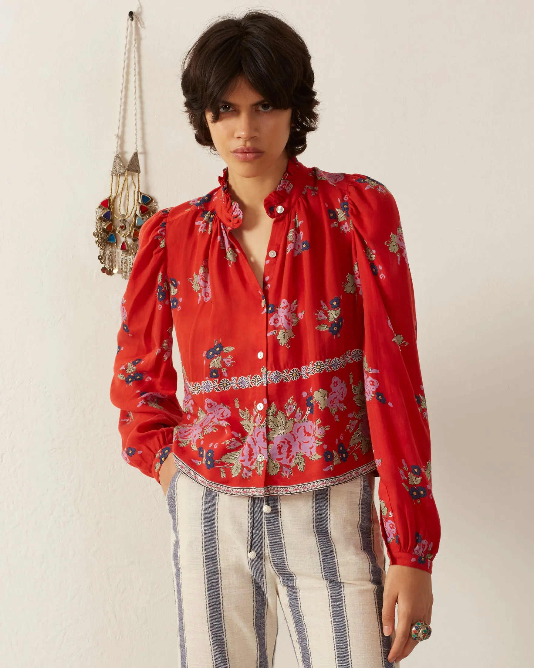 Annabel Carmine Bouquet Shirt