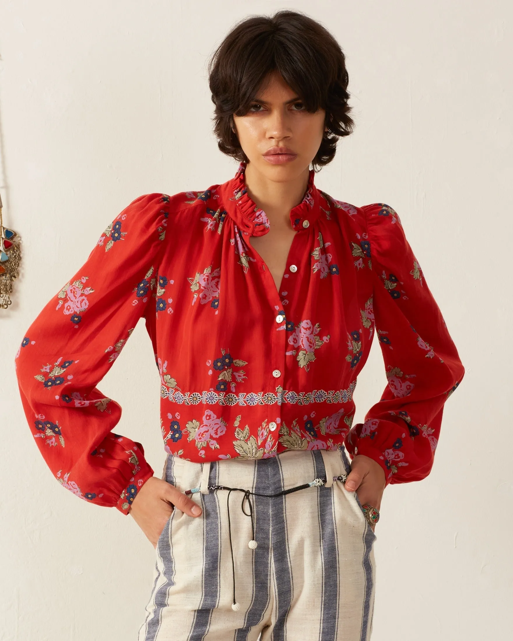 Annabel Carmine Bouquet Shirt