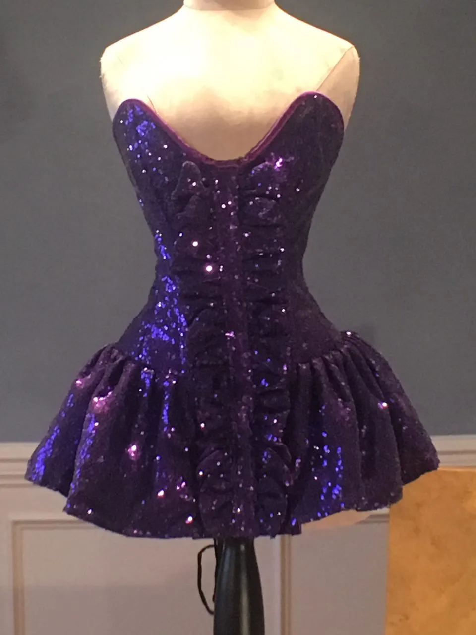 Authentic corset dress with mini fluffy skirt, sequins or satin fabric.  Prom, Valentine, mini wedding dress