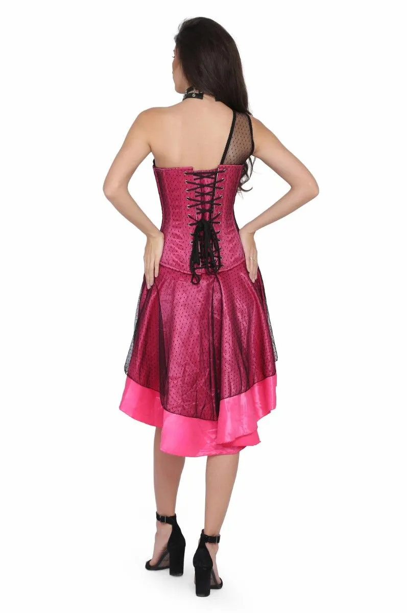 Authentic steel boned overbust corset dress with one shoulder strap