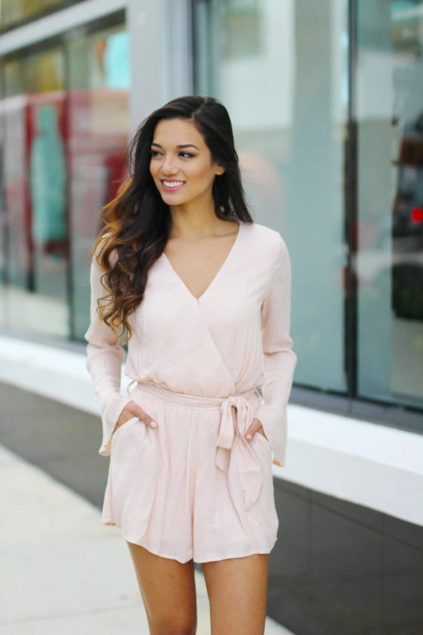 Blush Romper with Crochet Back