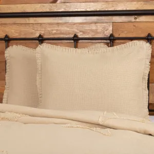 Burlap Vintage Standard Sham w/ Fringed Ruffle 21x27