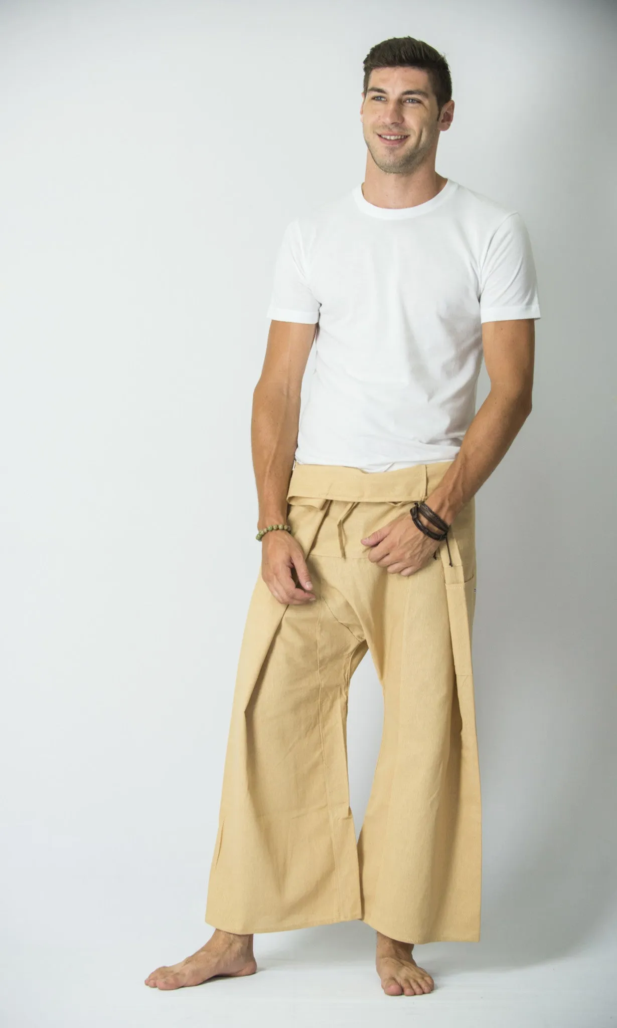 Cotton Thai Fisherman Yoga Massage Pants Solid Cream