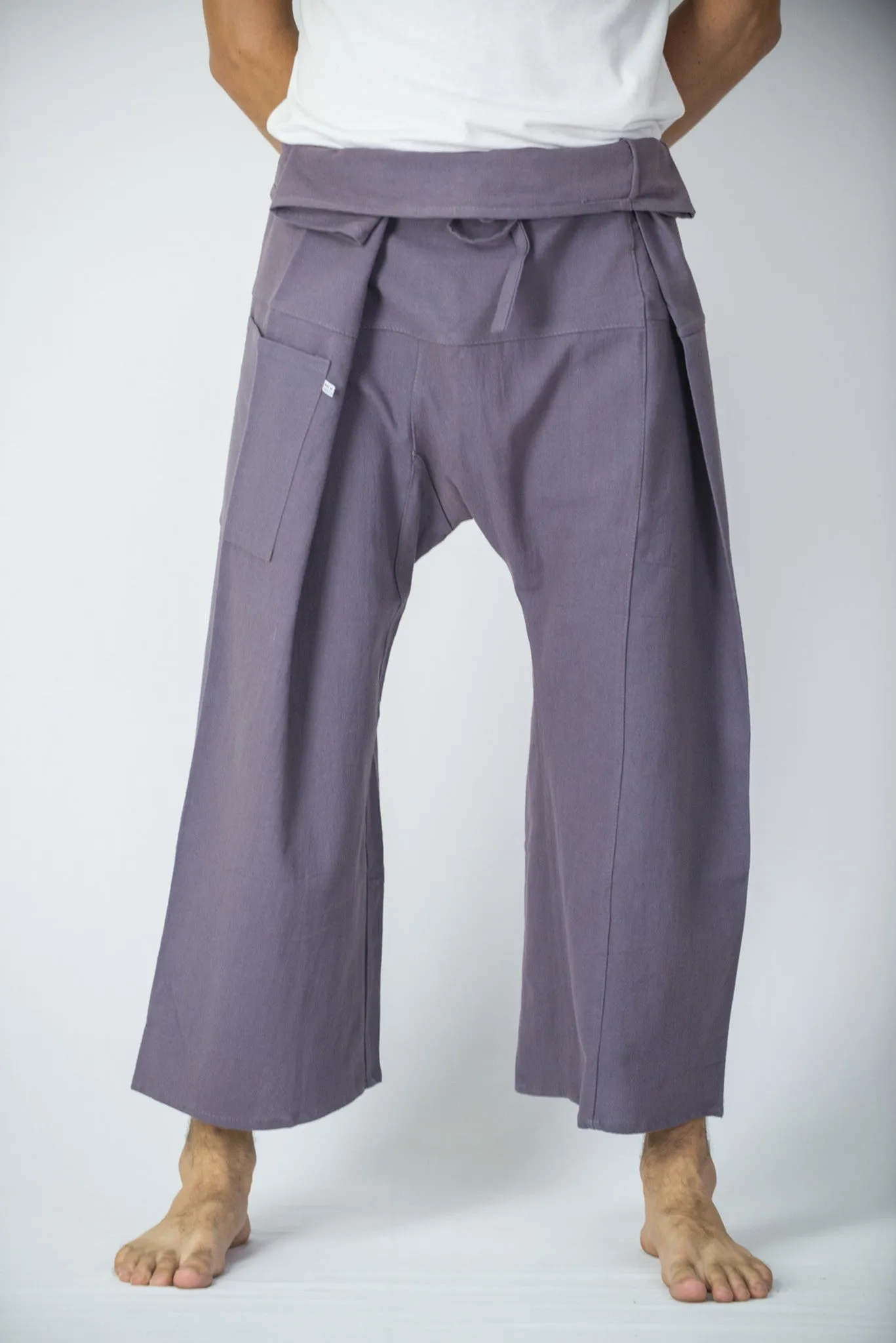 Cotton Thai Fisherman Yoga Massage Pants Solid Grey