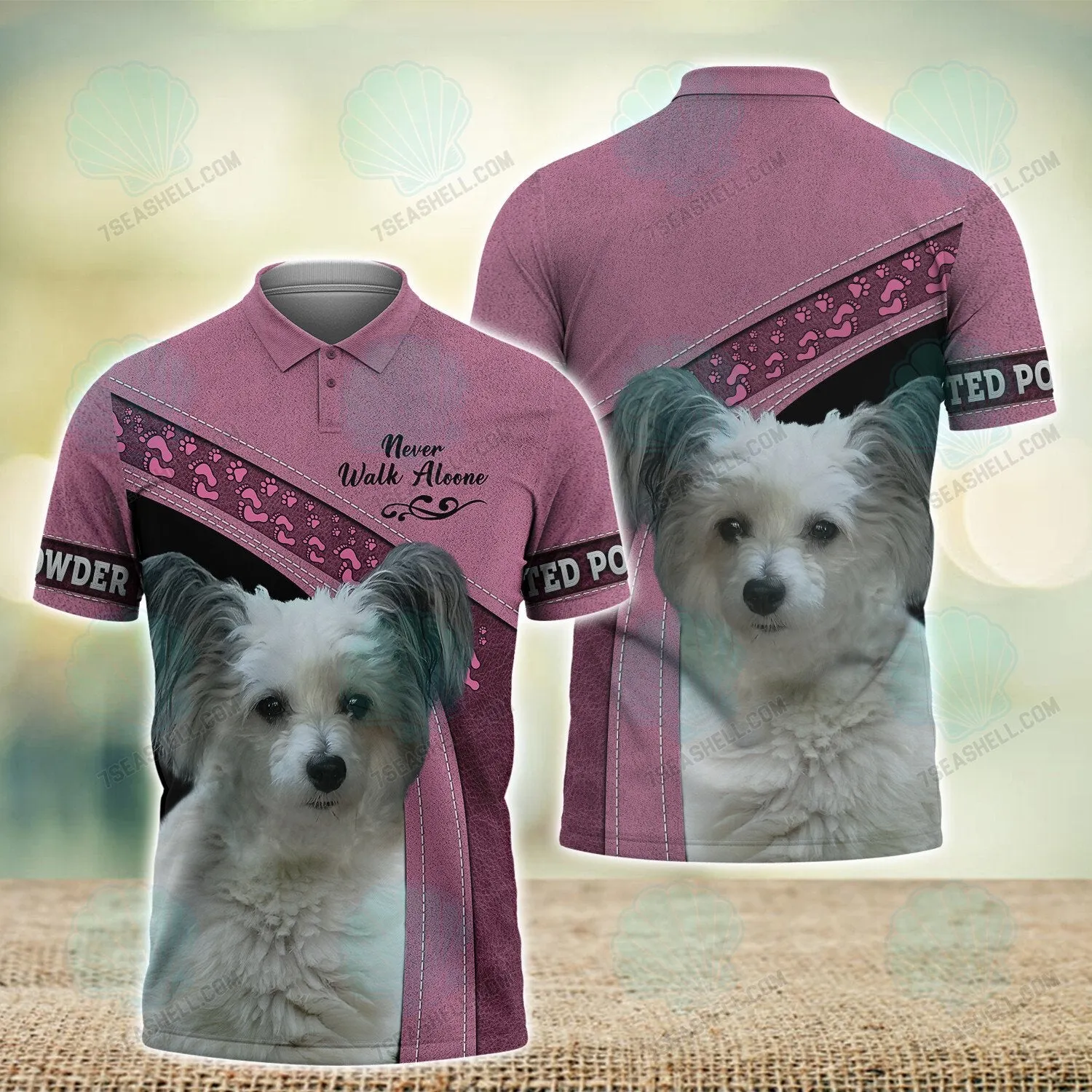 Crested Powder Puff Love Pink Never Walk Alone 3D Full Print Shirts, Christmas Shirt for Dog Lovers