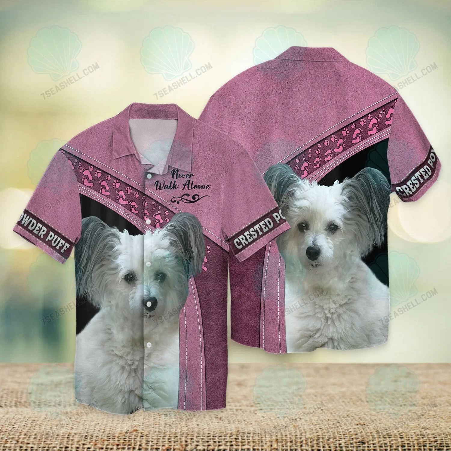 Crested Powder Puff Love Pink Never Walk Alone 3D Full Print Shirts, Christmas Shirt for Dog Lovers