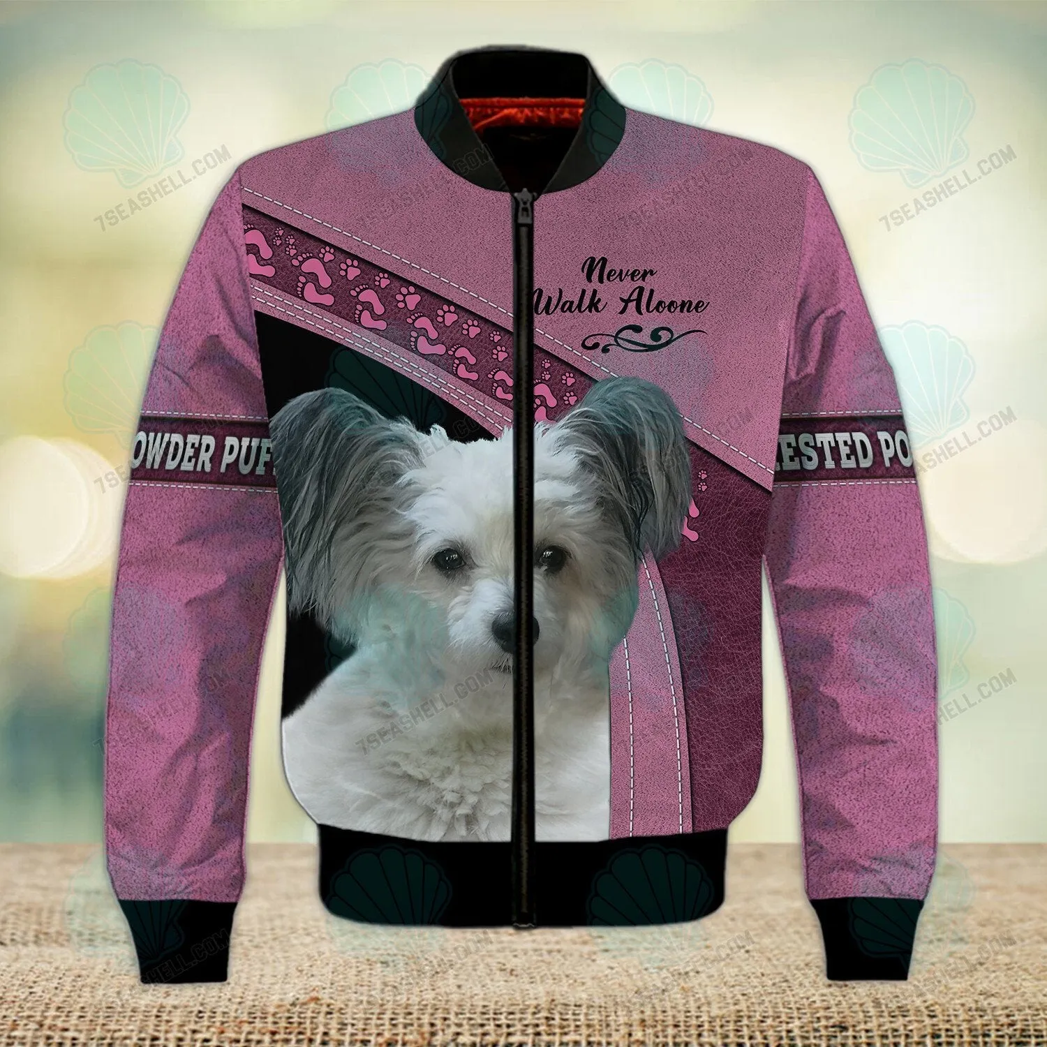 Crested Powder Puff Love Pink Never Walk Alone 3D Full Print Shirts, Christmas Shirt for Dog Lovers