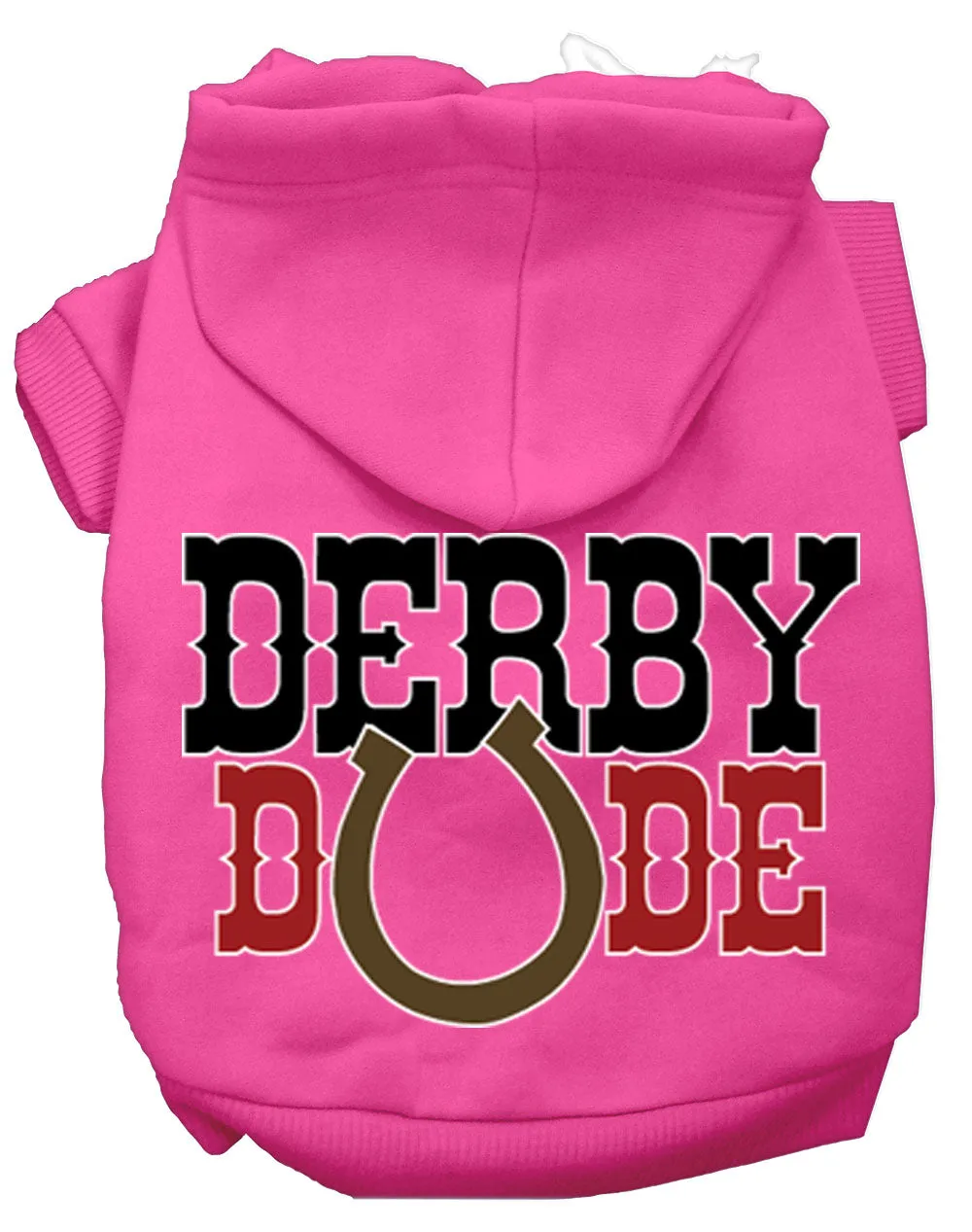 Derby Dude Screen Print Dog Hoodie Bright Pink M