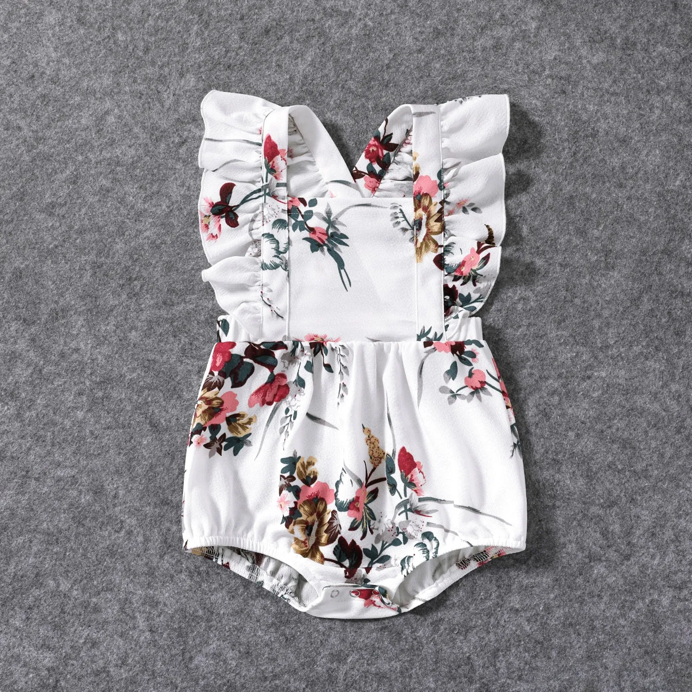 Floral Print Halter Neck Belted Romper Shorts for Mom and Me