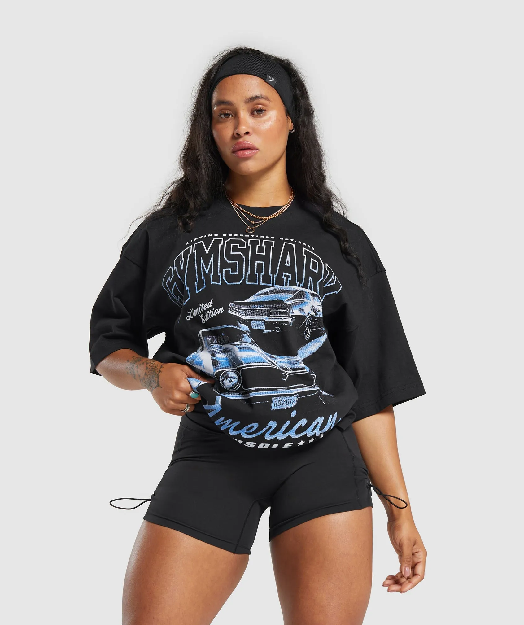 Gymshark American Muscle Extreme Oversized T-Shirt - Black