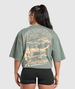 Gymshark American Muscle Oversized T-Shirt - Unit Green