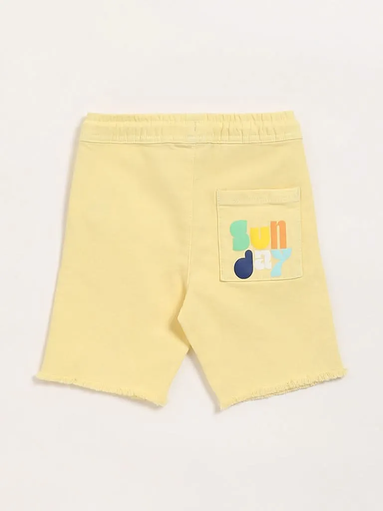 HOP Kids Yellow Printed Shorts