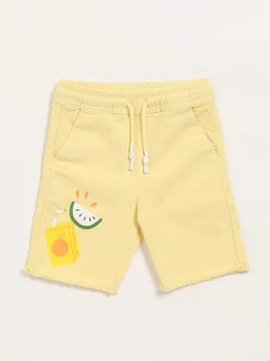 HOP Kids Yellow Printed Shorts