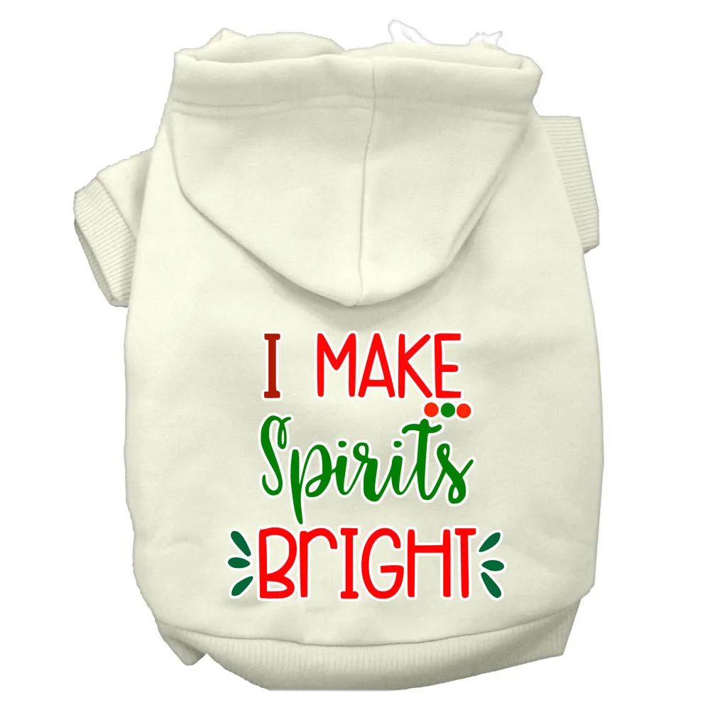 I Make Spirits Bright Screen Print Dog Hoodie Cream S