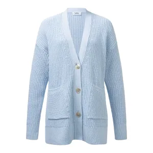 Just White You Long Cardigan Light Blue