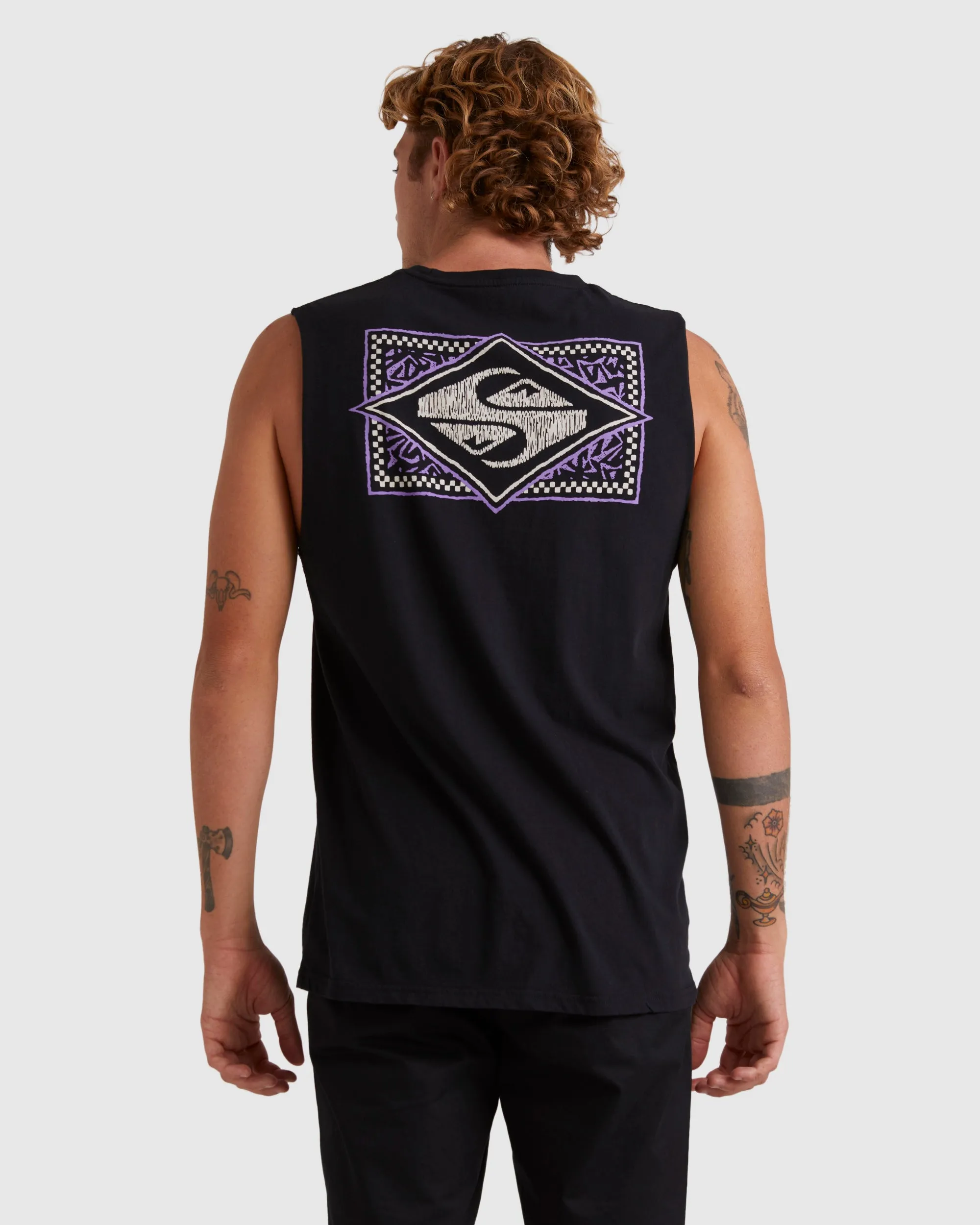 Mens Back Flash Sleeveless Muscle T-Shirt