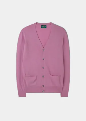 Men's Geelong Lambswool Cardigan in Pink Haze - Classic Fit