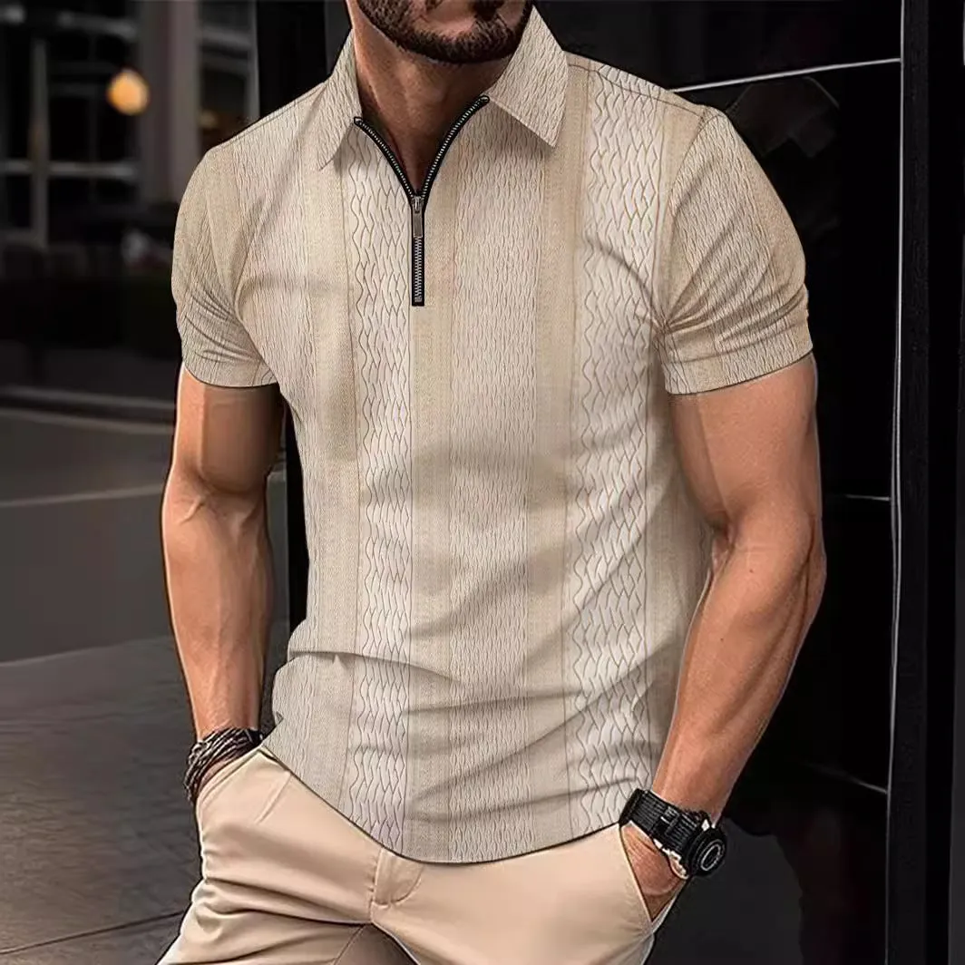 Men's Printing Lapel Button Polo Shirt