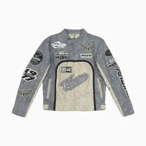 Men's PU Faux Leather Racing Jacket