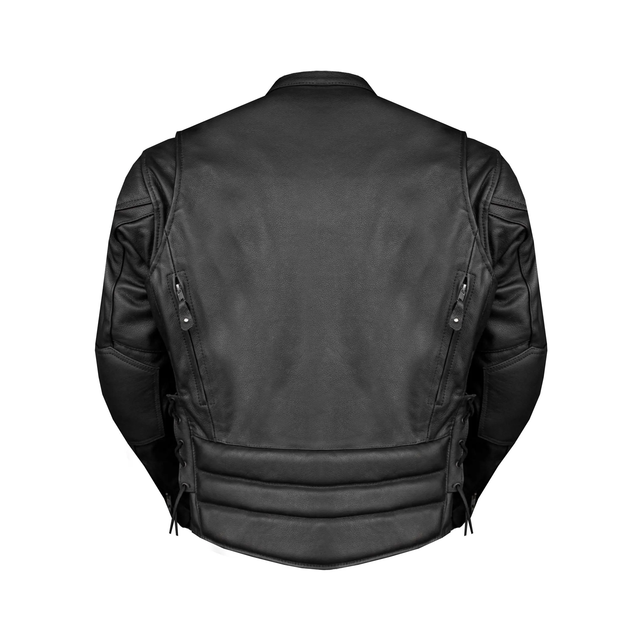 Mens Racer Jacket with Gun Pockets Naked Cowhide Leather