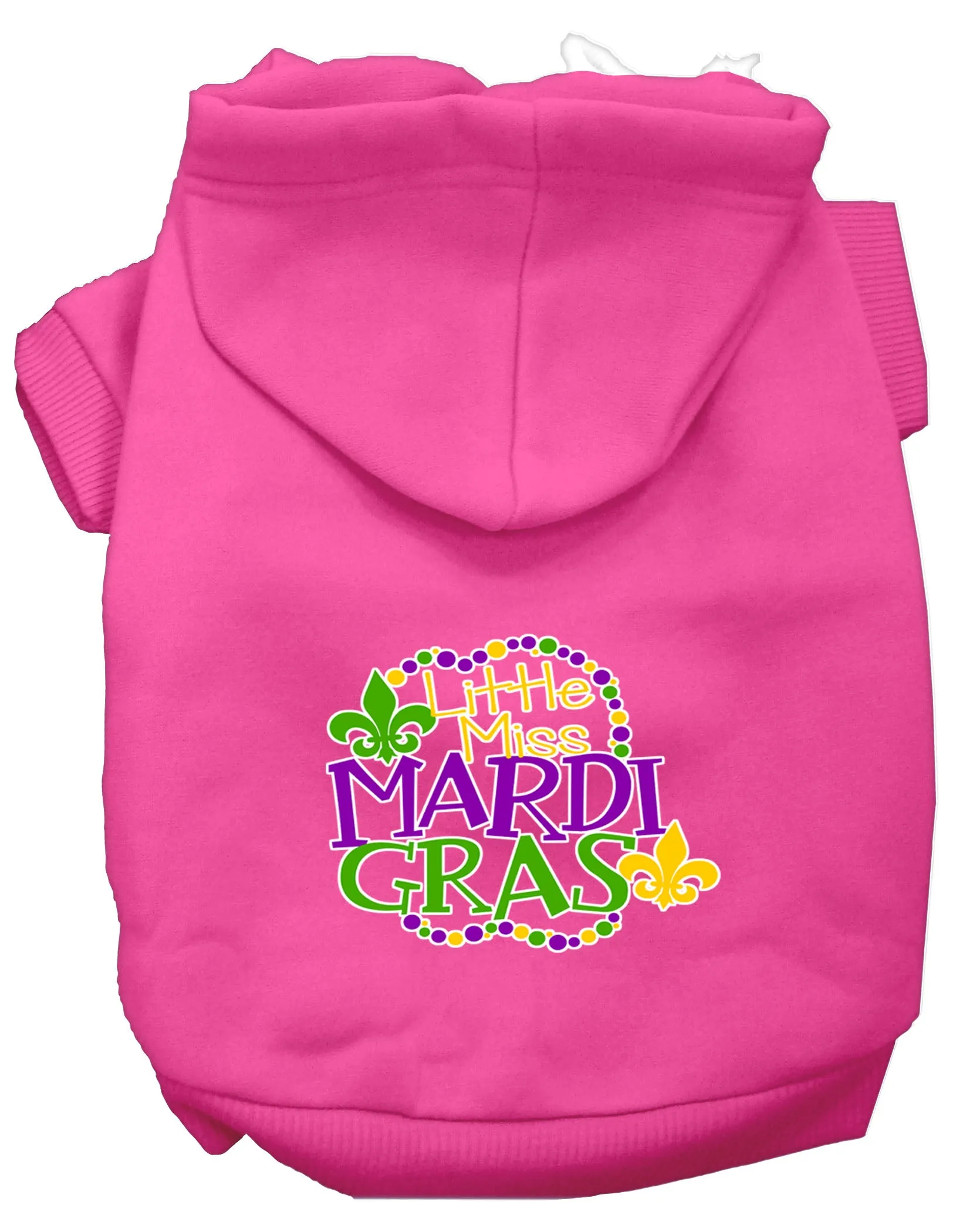 Miss Mardi Gras Screen Print Mardi Gras Dog Hoodie Bright Pink Xxl