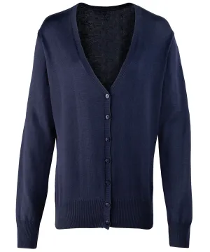 Navy - Women's button-through knitted cardigan