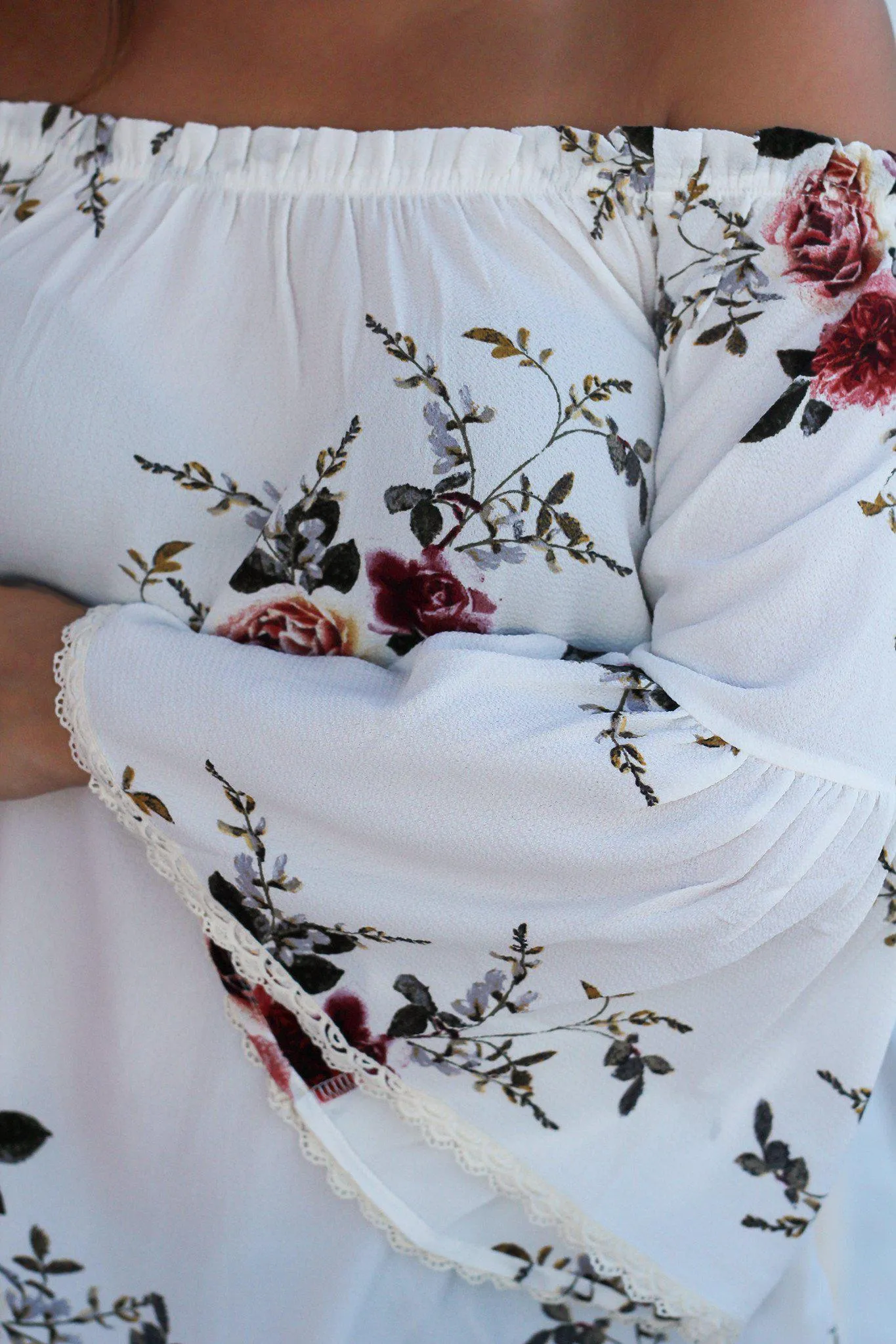 Off White Floral Off Shoulder Top