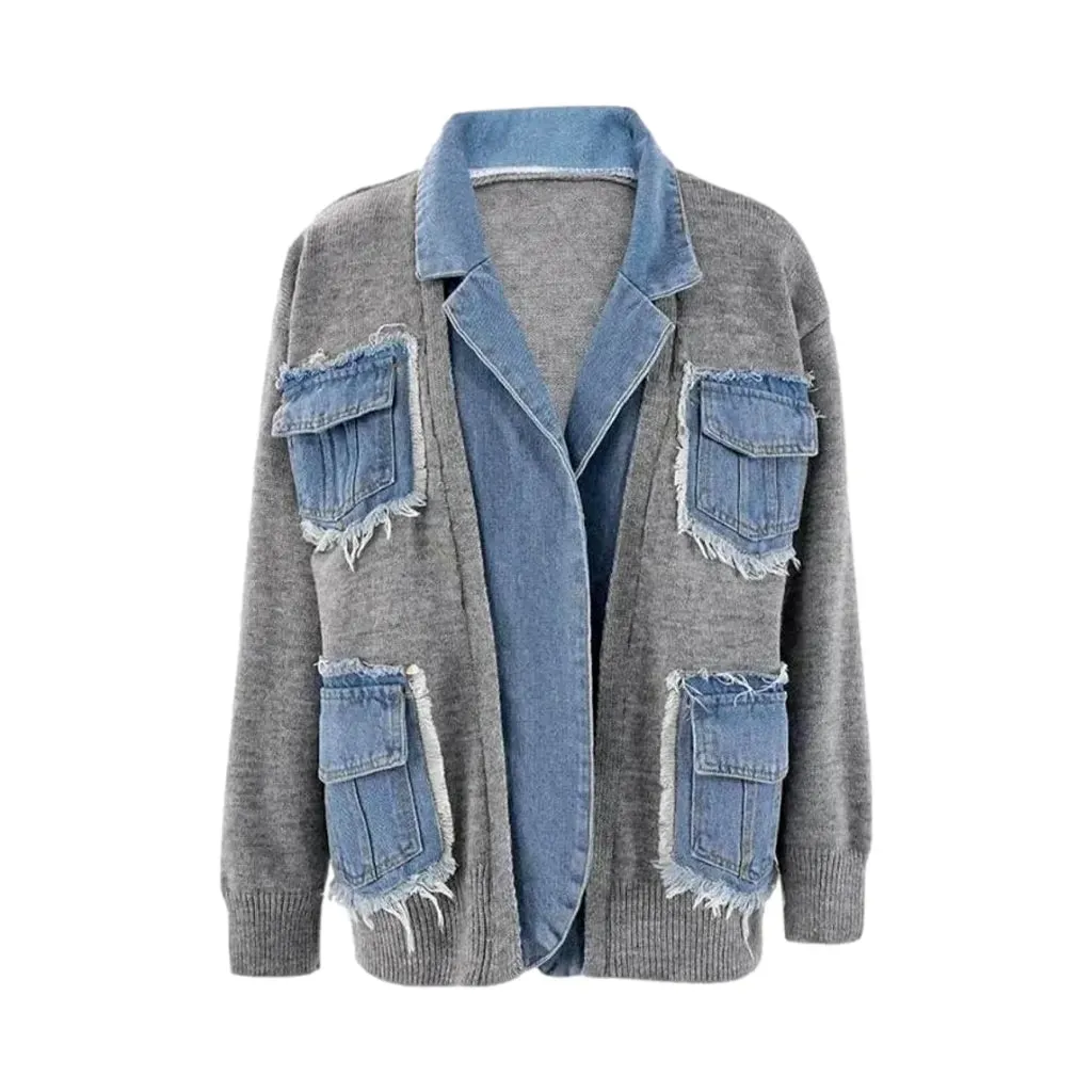 Oversized women's jean cardigan