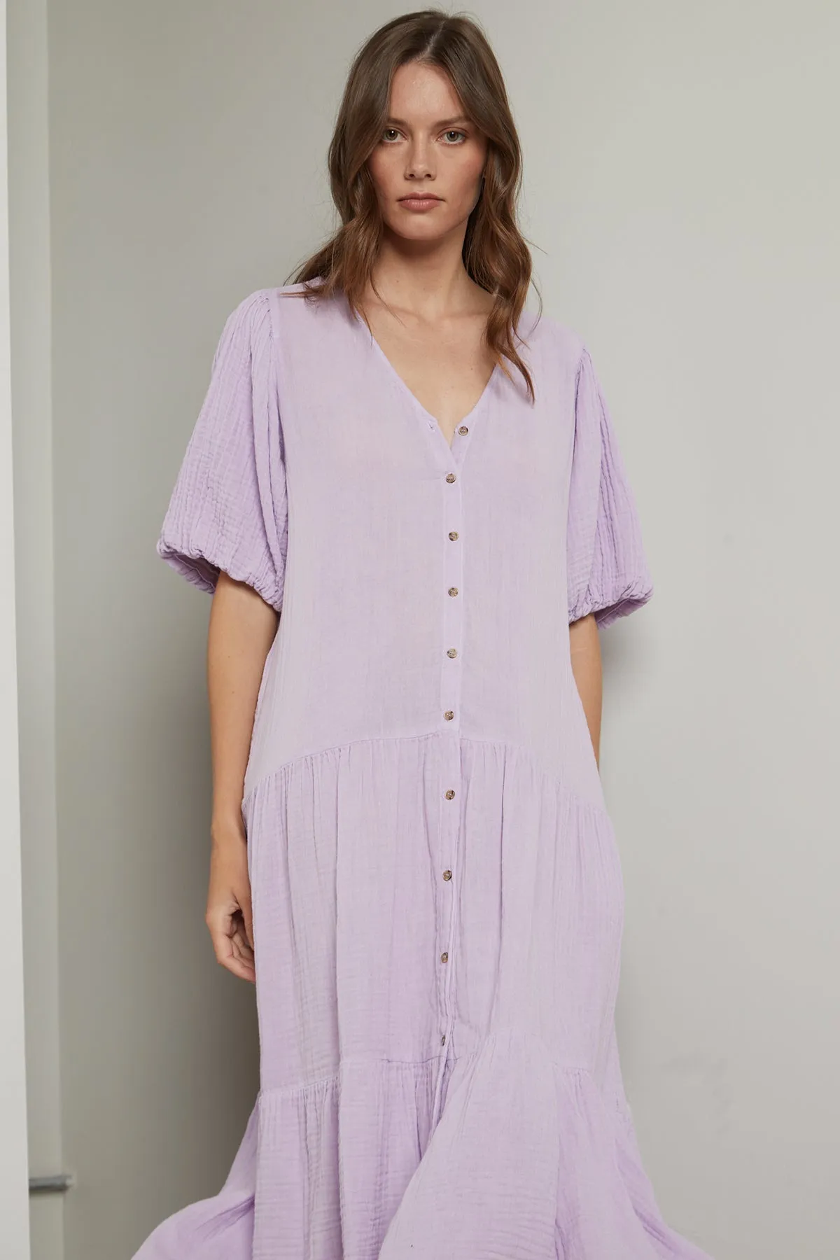 PAULINE COTTON GAUZE MIDI DRESS