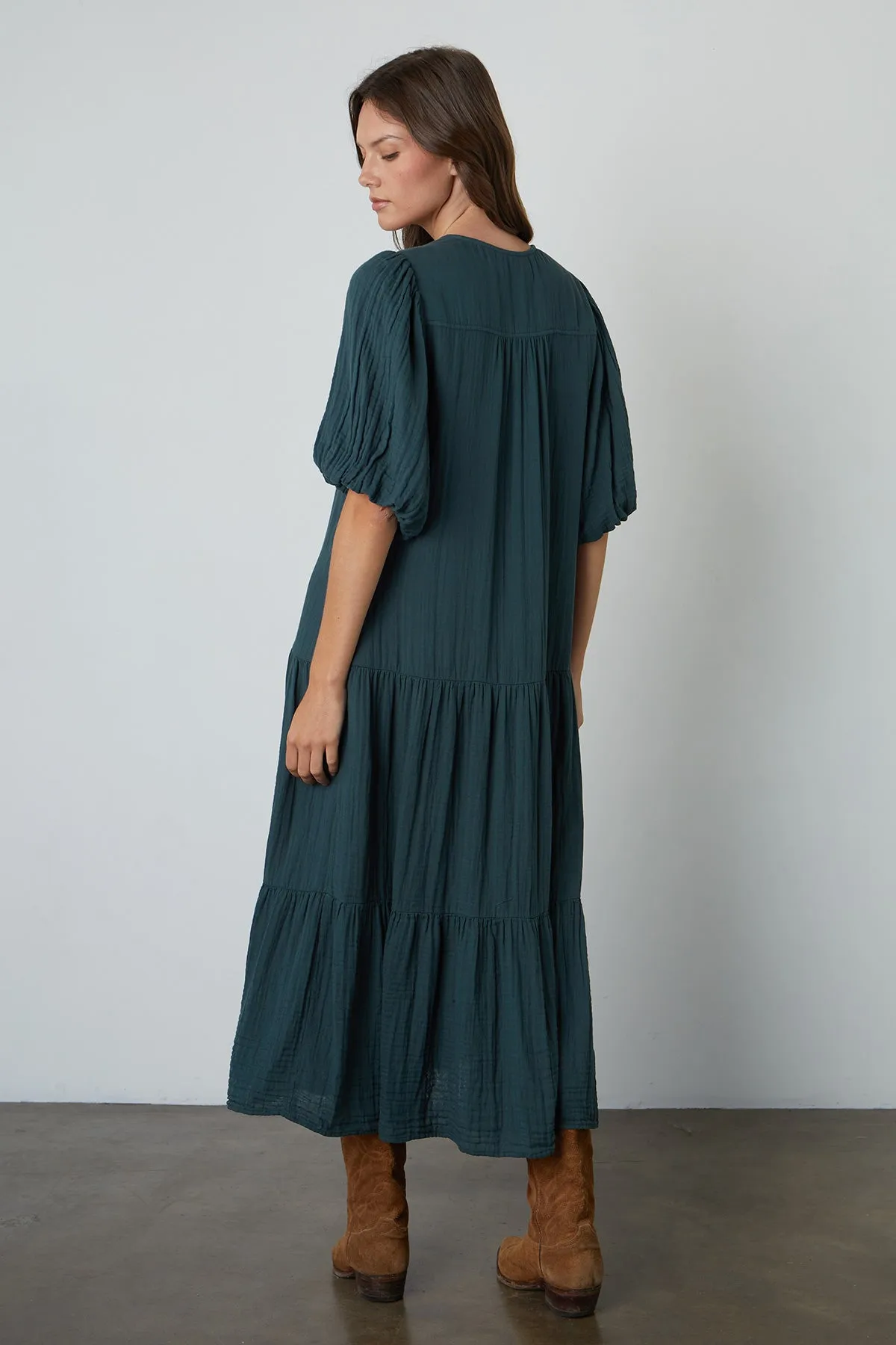 PAULINE COTTON GAUZE MIDI DRESS