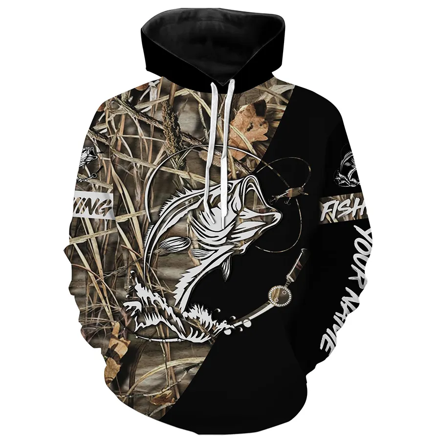 Personalized Bass Fishing Tattoo Full Printing Fishing Shirt, Fishing Hoodie