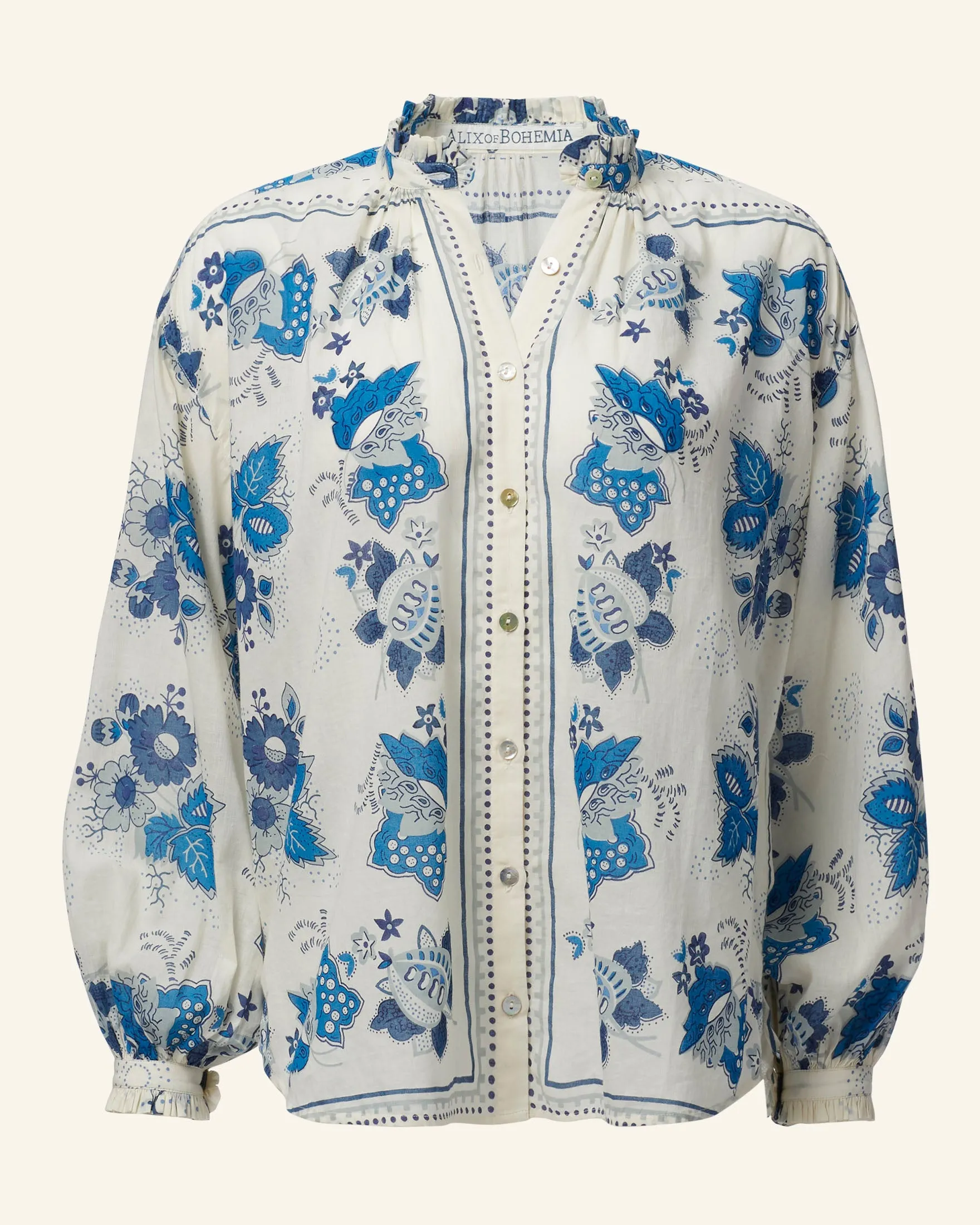 Poet Blue China Panel Blouse