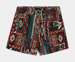 Printed Jacquard Mens Shorts (Red/Blue)