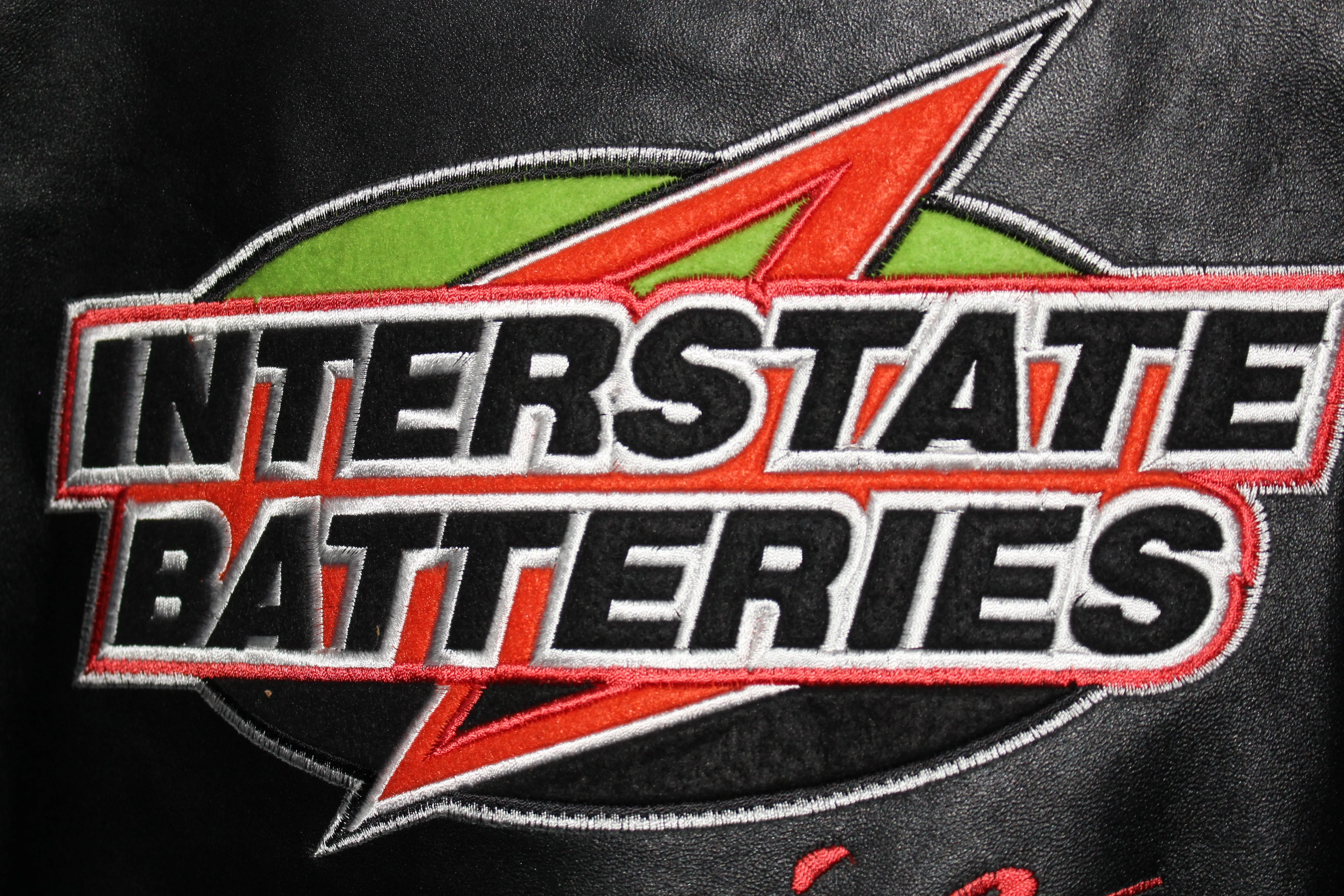 Rare Interstate Batteries Racing NASCAR Bobby Labonte #18 Leather Jacket (XL)