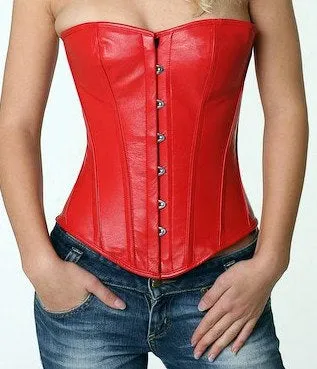 Real leather classic overbust steel-boned authentic heavy corset, different colors