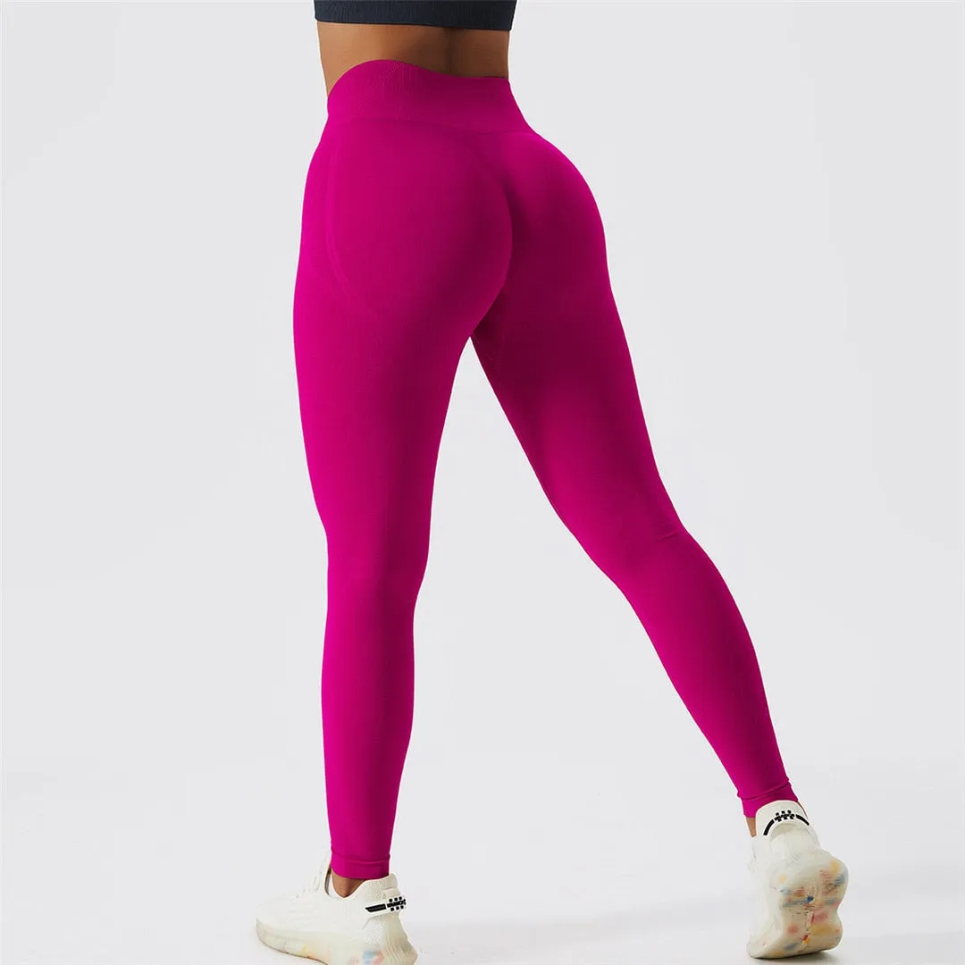 S - XL Sexy Yoga Leggings High Waist Sport Pants Women Seamless Leggings Fitness Tight Workout Gym Elastic Pants Female A091P