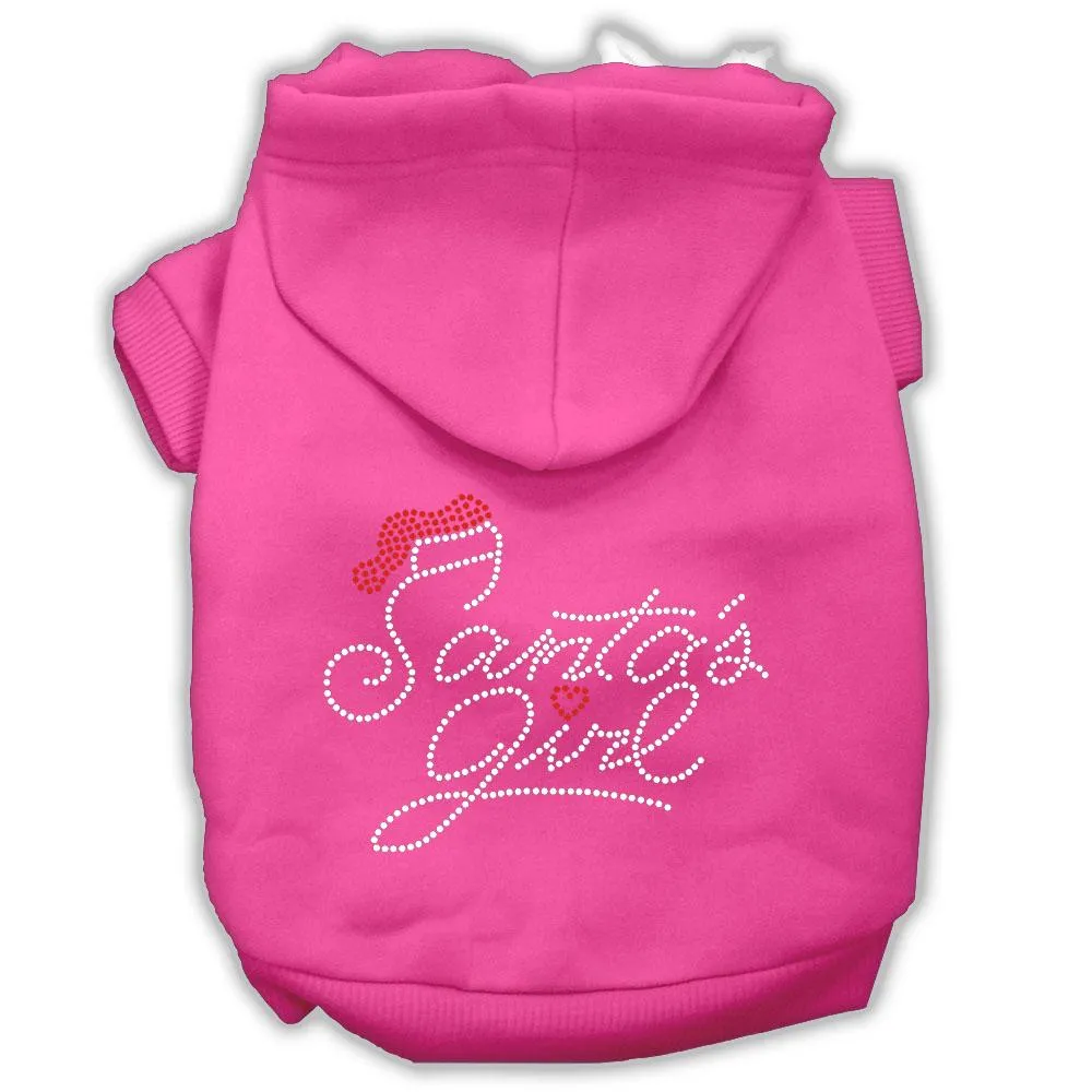 Santa's Girl Rhinestone Dog Hoodie Bright Pink M (12)