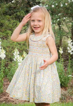 Spring Again Floral Hand Smocked girl's  dress