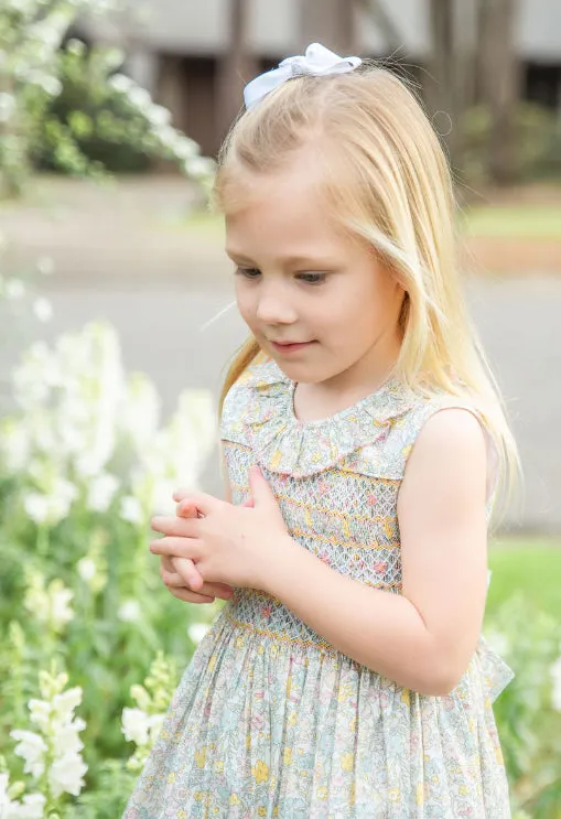 Spring Again Floral Hand Smocked girl's  dress