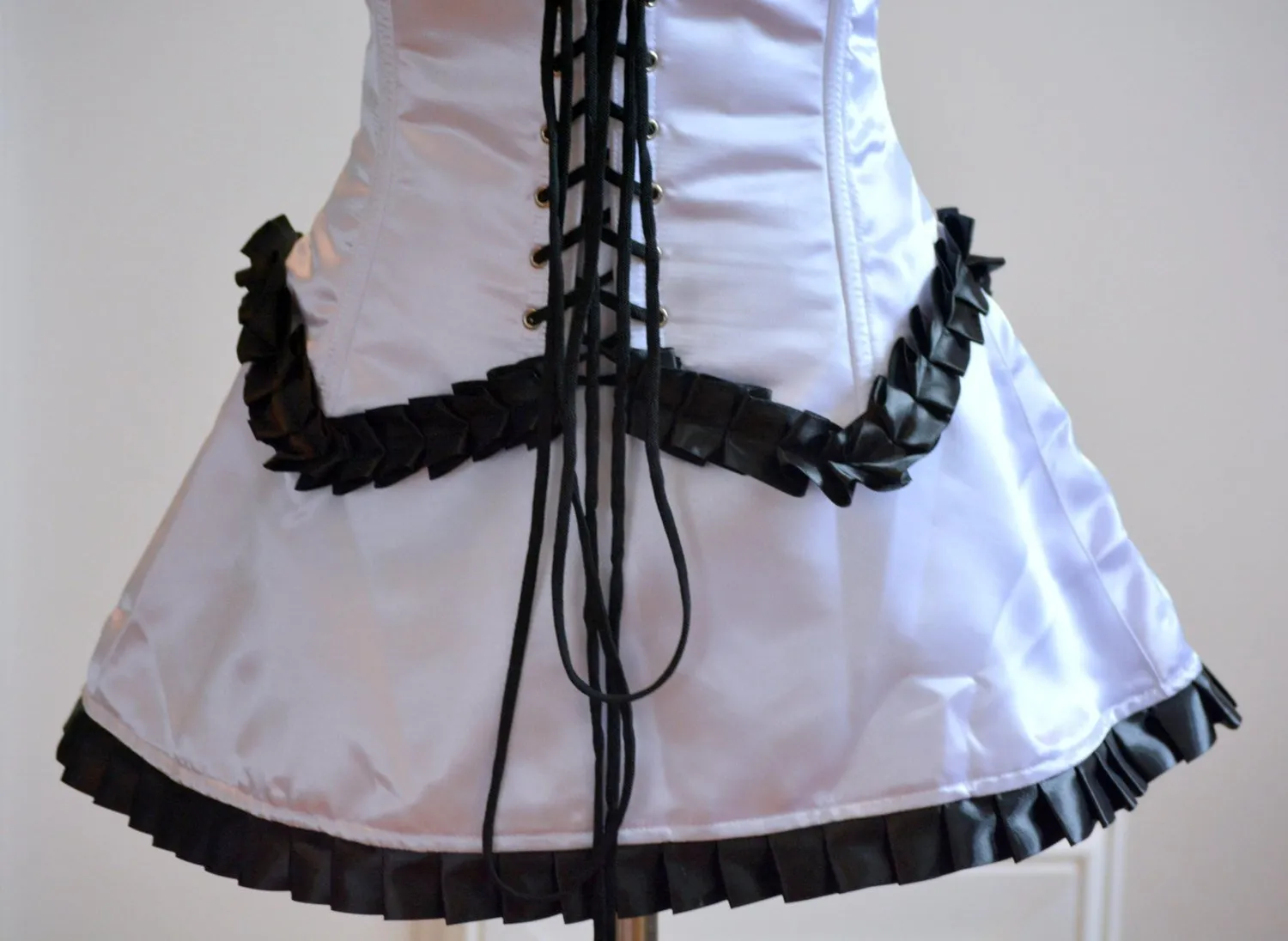 Steel boned underbust corset and skirt maid Kakouen Myousai cosplay Masaki. Waist training corset, maid costume, authentic corset