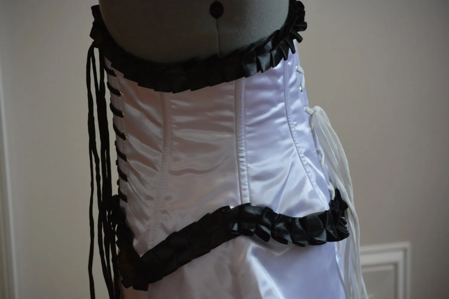 Steel boned underbust corset and skirt maid Kakouen Myousai cosplay Masaki. Waist training corset, maid costume, authentic corset