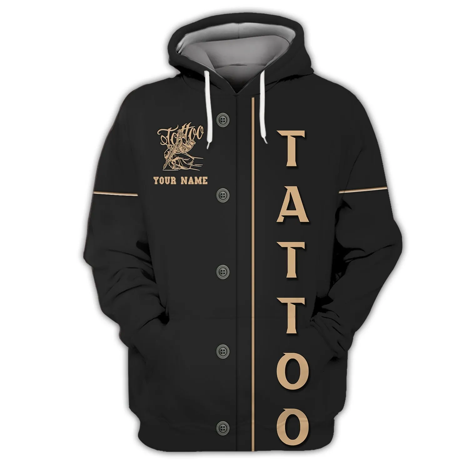 Tattoo Artist Yellow Personalized Classic Tattoo Uniform, Tattoo Studio Sweatshirt Zipper Hoodie, 3D Hoodie