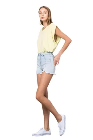 TEEK - Light Wash High Waist Denim Shorts