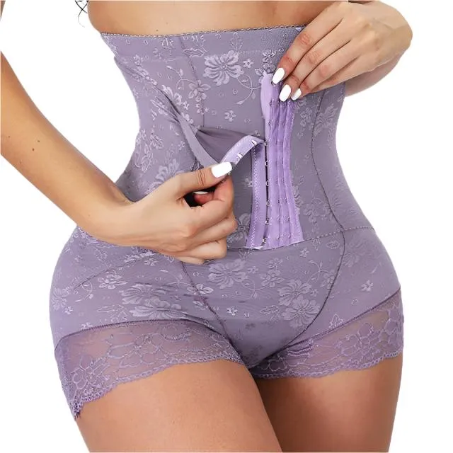 TEEK - Purple Zipper Double Control Lace Corset Panties