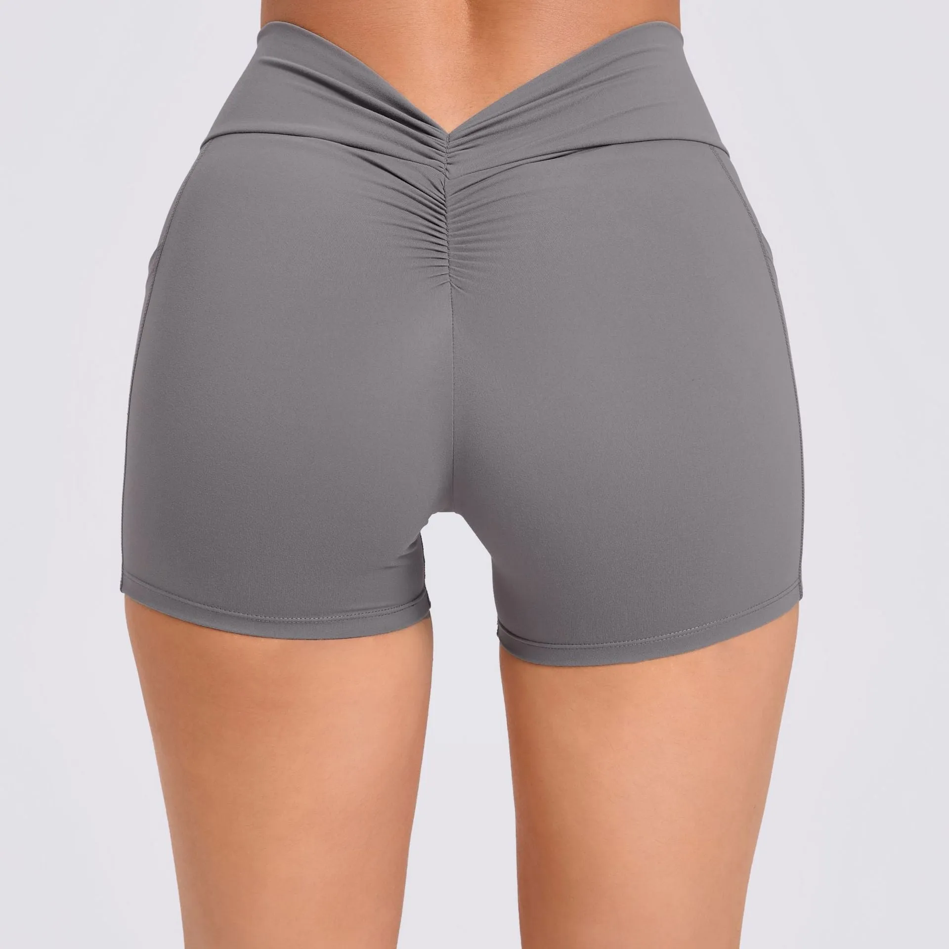 Tight Yoga Shorts High Waist Side Pocket Back V Waist Fitness Pants Hip Lifting Running Exercise Shorts