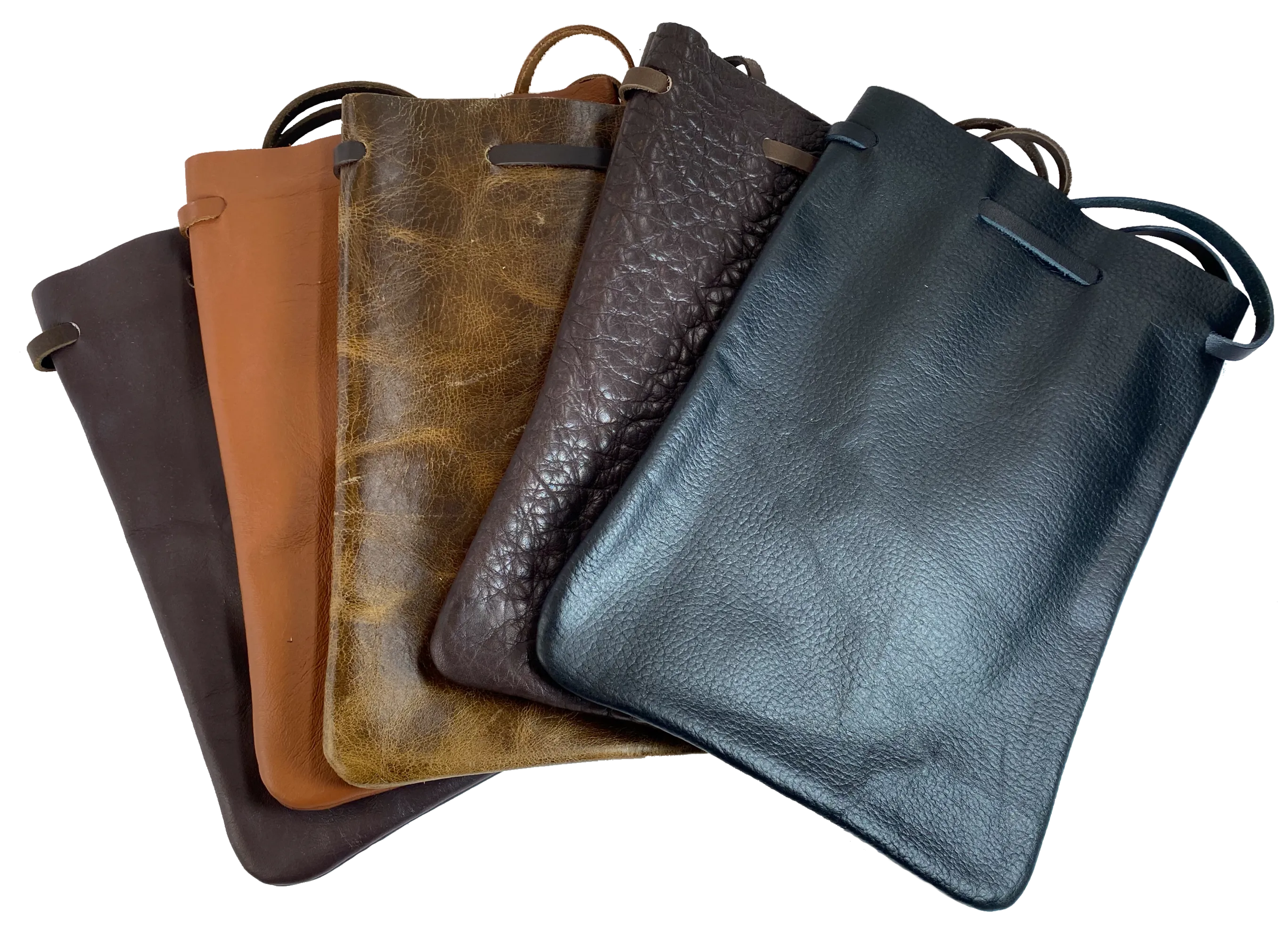 USA Made Leather Drawstring Pouch