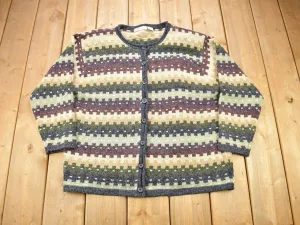 Vintage 1990s Dress Barn Striped Knitted Cardigan Sweater