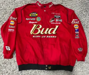 VINTAGE NASCAR Jacket Mens XXLarge Dale Earnhardt Jr Bud King Of Beers Racing-3 pieces