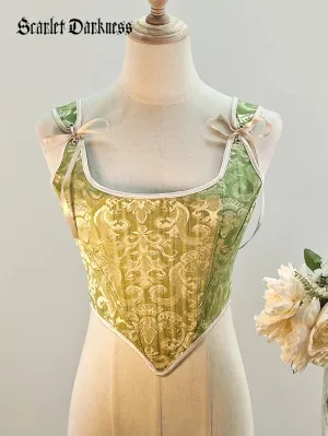 Women 1850s Victorian Jacquard Classical Herringbone Corset